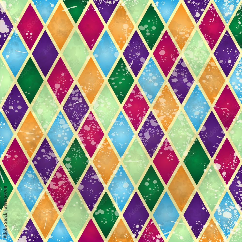 Abstract harlequin pattern with vintage texture