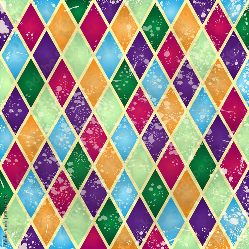 Abstract harlequin pattern with vintage texture photo