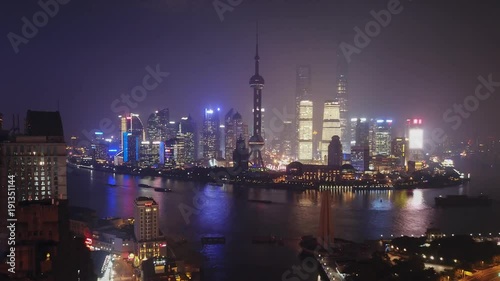 Wallpaper Mural Aerial hyperlapse video of Shanghai at night Torontodigital.ca