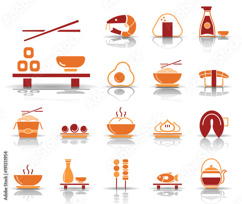 Asiatisches Essen & Sushi - Iconset (Orange)
