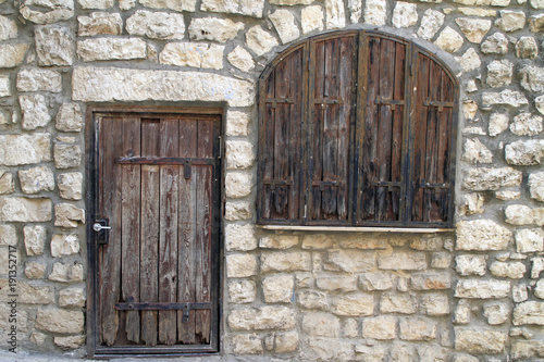 Old wooden door in a medieval building