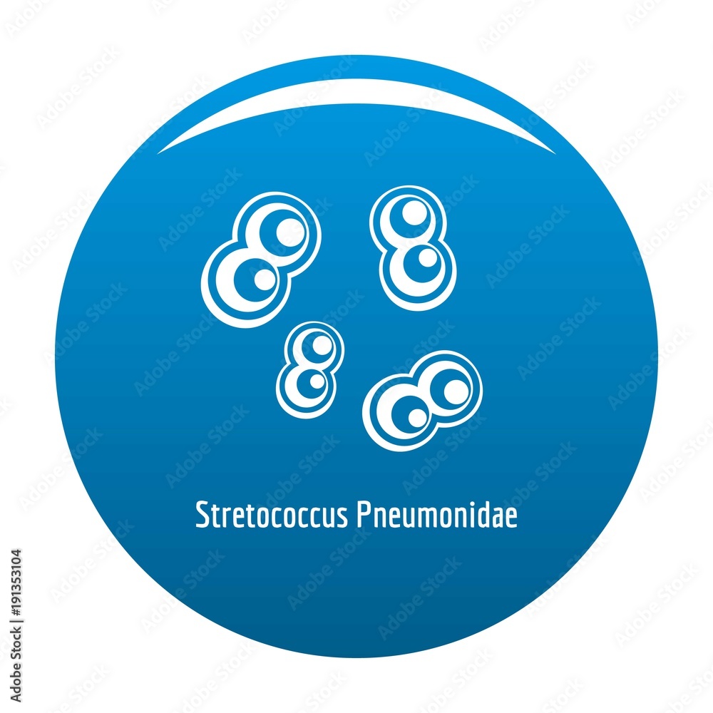 Stretococcus pneumonidae icon vector blue circle isolated on white background Stretococcus pneumonidae icon vector blue circle isolated on white background