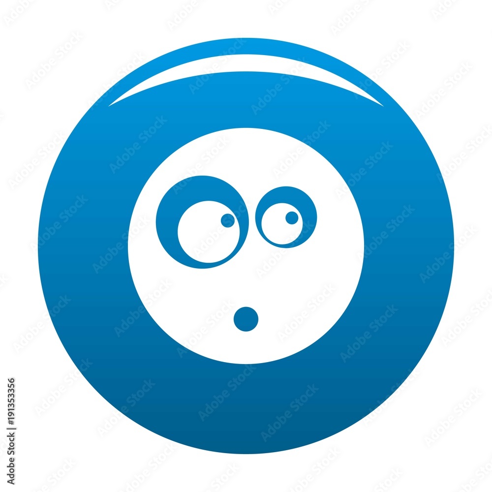 Surprised smile icon vector blue circle isolated on white background Surprised smile icon vector blue circle isolated on white background