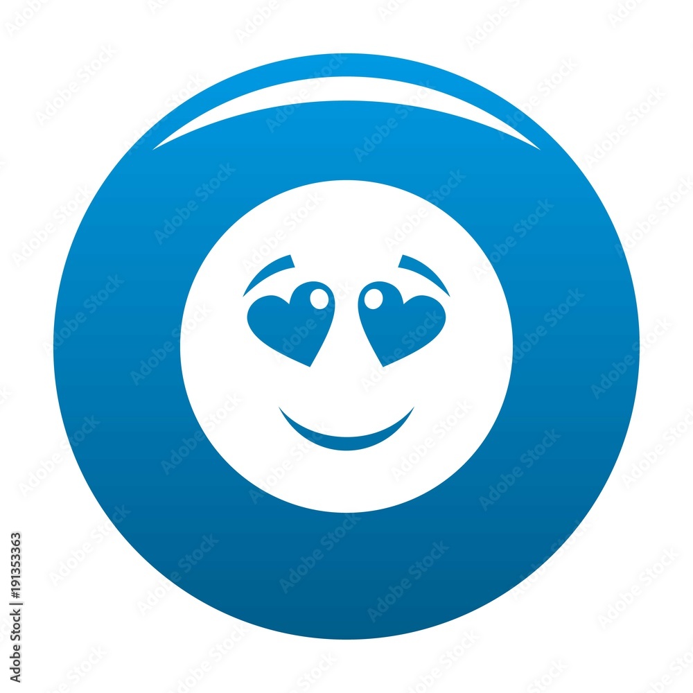 Love smile icon vector blue circle isolated on white background Love smile icon vector blue circle isolated on white background