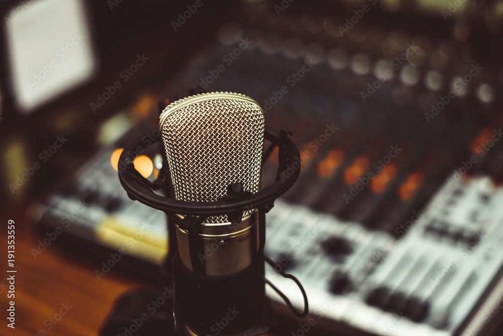 Obraz premium microphone and mixing console