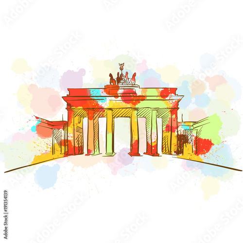 Photography Colorful Brandenburg Gate Sketch