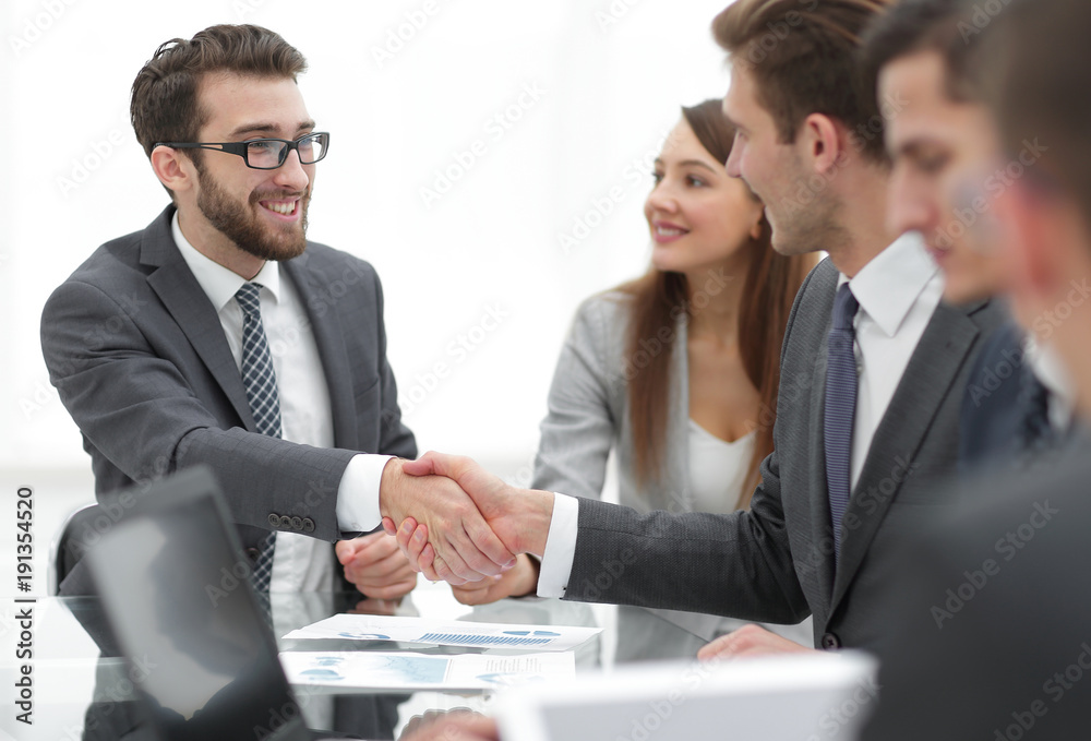 Business concept. Handshake for make agreement in contract Business concept. Handshake for make agreement in contract