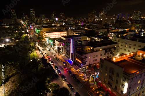 Wallpaper Mural Aerial night image Ocean Drive Florida Miami Beach Torontodigital.ca