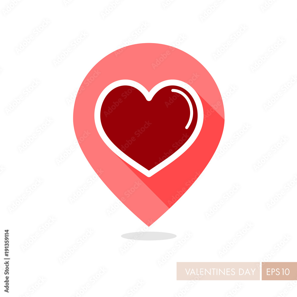 Heart pin map icon, Love symbol Valentine Day