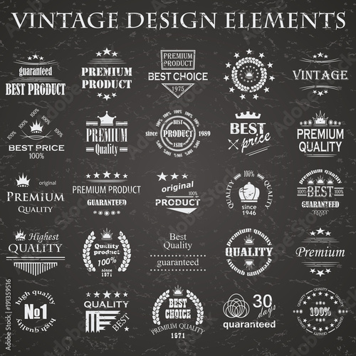 Premium quality labels set. Vintage design elements. Retro style