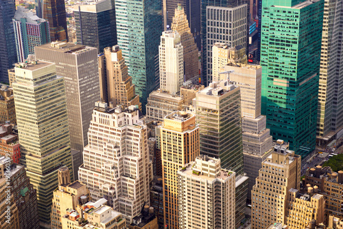Manhattan cityscape aerial view with urban skyscrapers, New York City