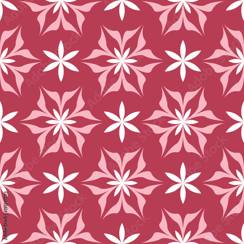 Red and beige floral background. Colored seamless pattern