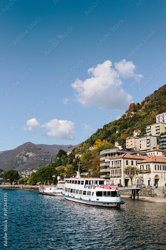 Harbor of Lago di Como in Lombardy, Italy.
