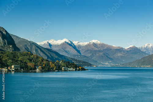 Scenic view of Como lake with Alps mountains in background. © funkyfrogstock