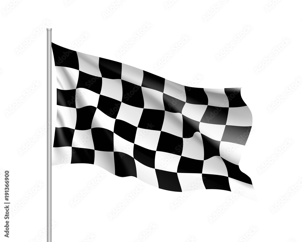 Flag auto racing, waving realistic banner. Symbol of start and finish