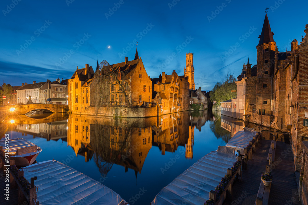 Historic city of Brugge in twilight, Flanders, Belgium Historic city of Brugge in twilight, Flanders, Belgium