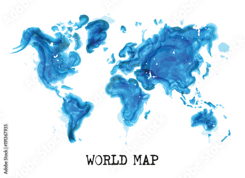 Watercolor painting style of world map ( Ecological concept ) . Vector