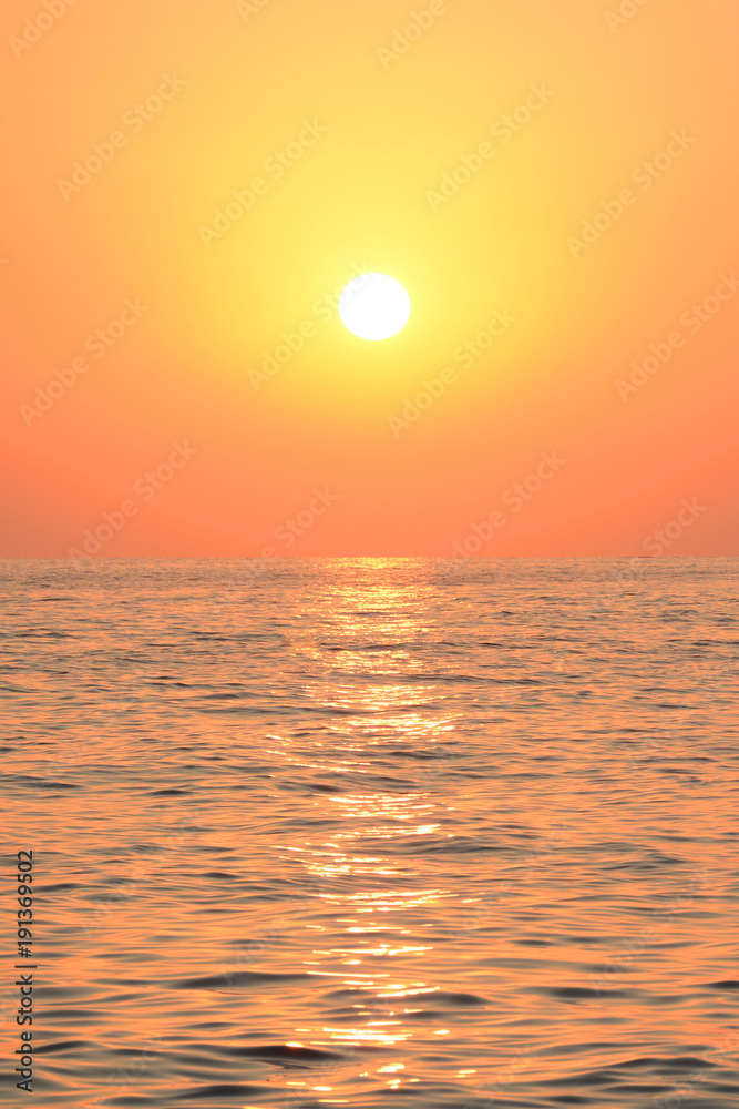 Mediterranean Sea sunset. Solar path