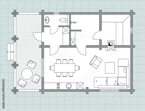 Standard living room furniture symbols set