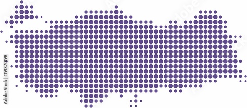 Violet ciecle shape Turkey map on white background, vector illustration.
