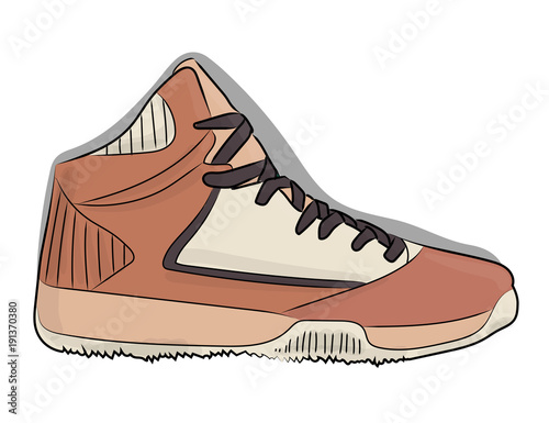 High sneakers on lacing in pink and gray colors on the white background eps 10 illustration