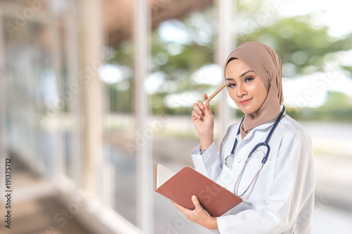Hijab teenager with healthcare concept.