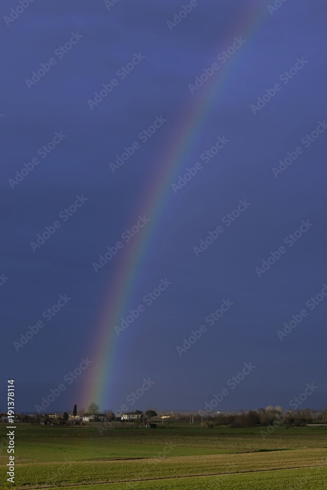 Huge rainbow over the Tuscan countryside