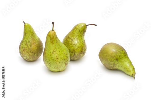 Pears on a white background. Composition of pears on a white background.