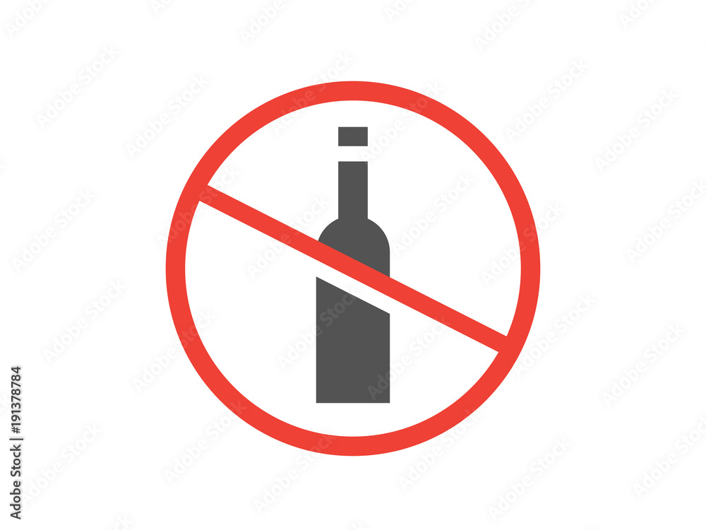 Alcohol prohibition sign. No alcohol vector icon Alcohol prohibition sign. No alcohol vector icon