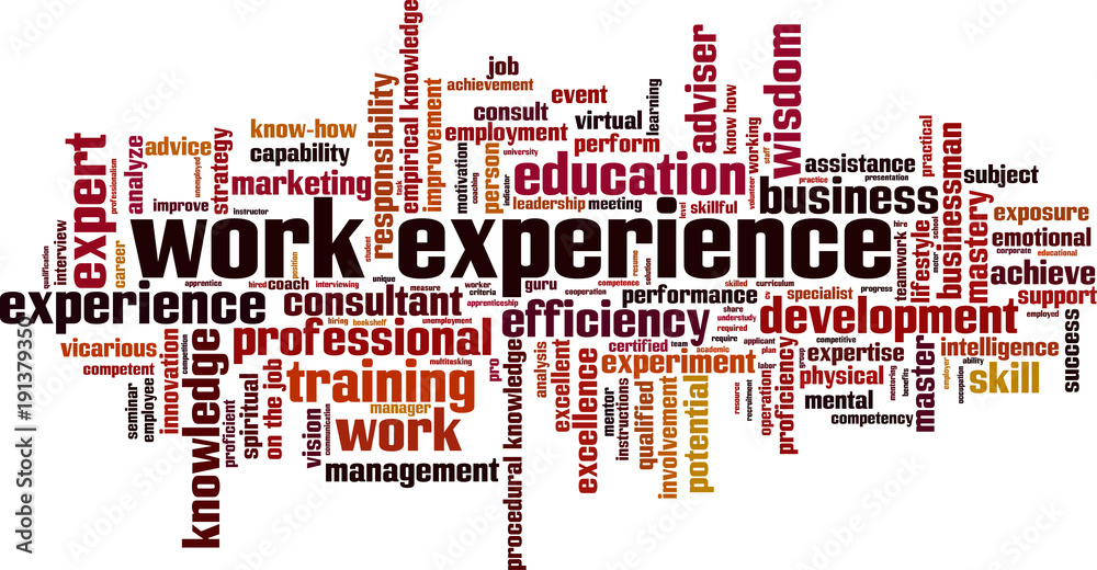 Work experience word cloud