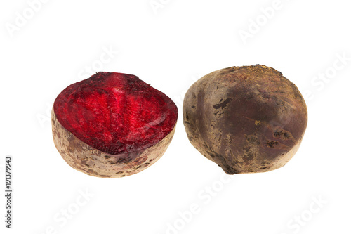 red beet cut isolated on a white background