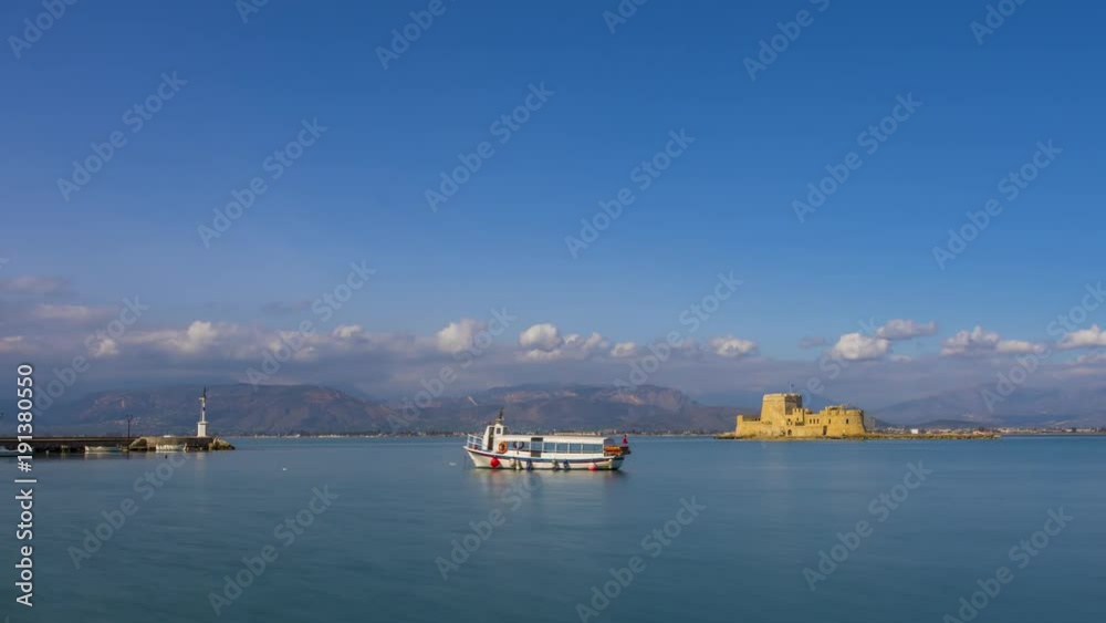 4K timelapse the Venetian castle in Nafplio city, Greece 4K timelapse the Venetian castle in Nafplio city, Greece