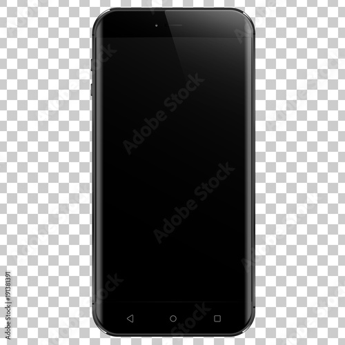 Mobile black smartphone, isolated on a transparancy background. To present your application