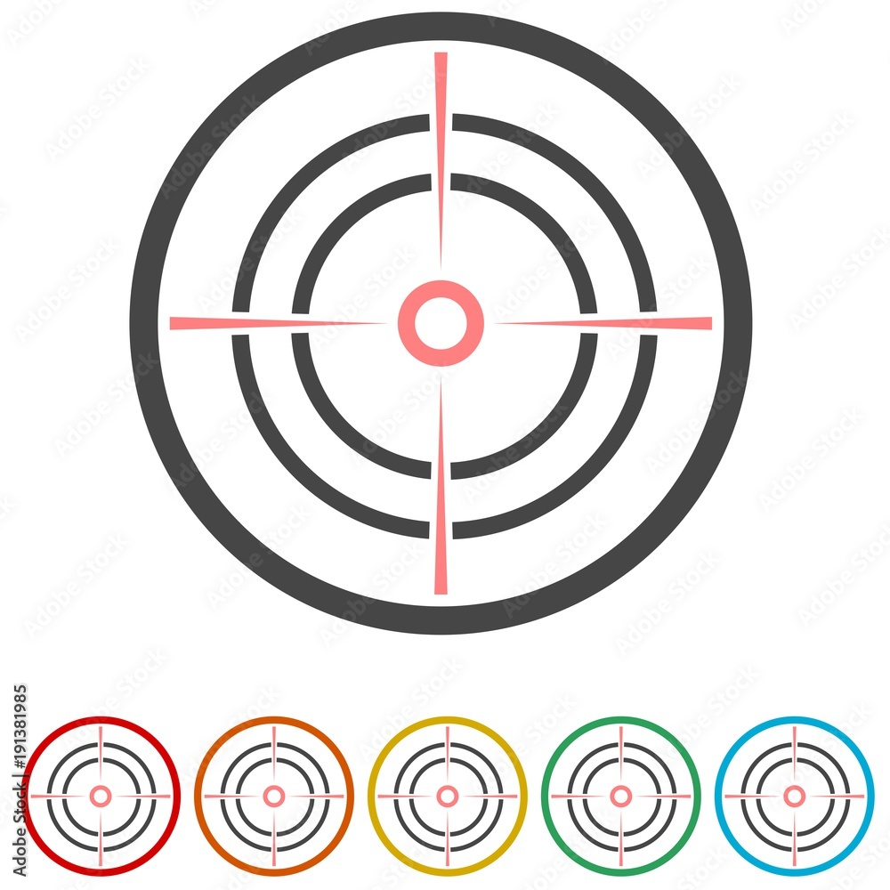 Hunting sight targets, Crosshair icon, 6 Colors Included Hunting sight targets, Crosshair icon, 6 Colors Included