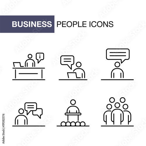 Business people icons set simple line flat illustration