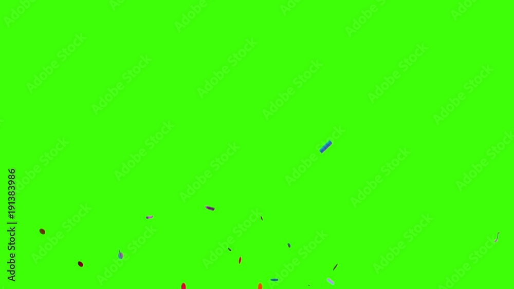 Confetti Party Popper Explosions on a Green Background, Two options 3d animation, 4K. 