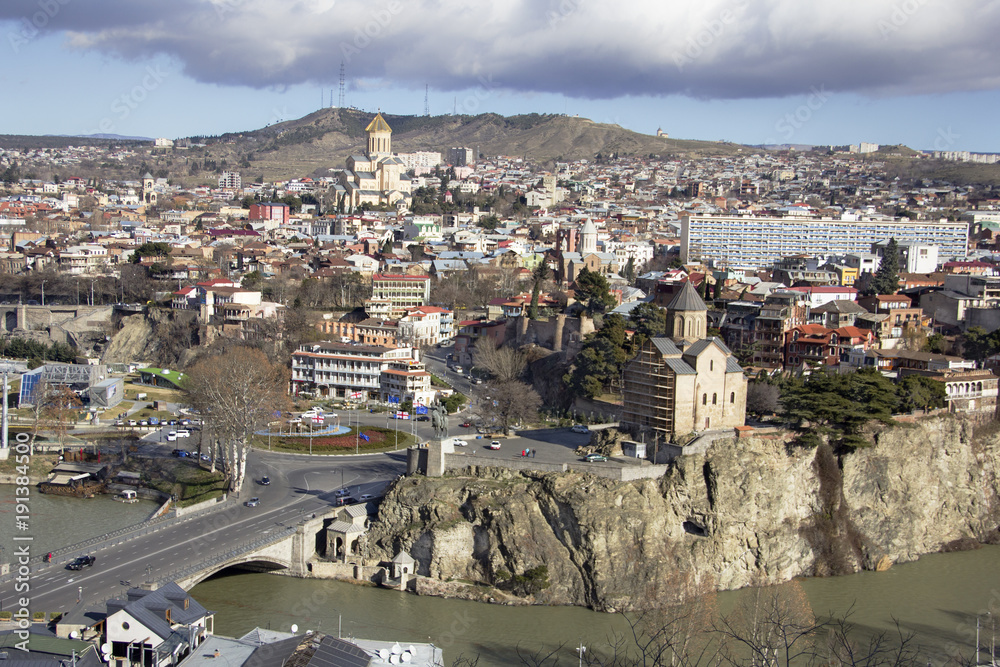 Panorama view of Tbilisi, capital of Georgia country. View from Narikala fortress