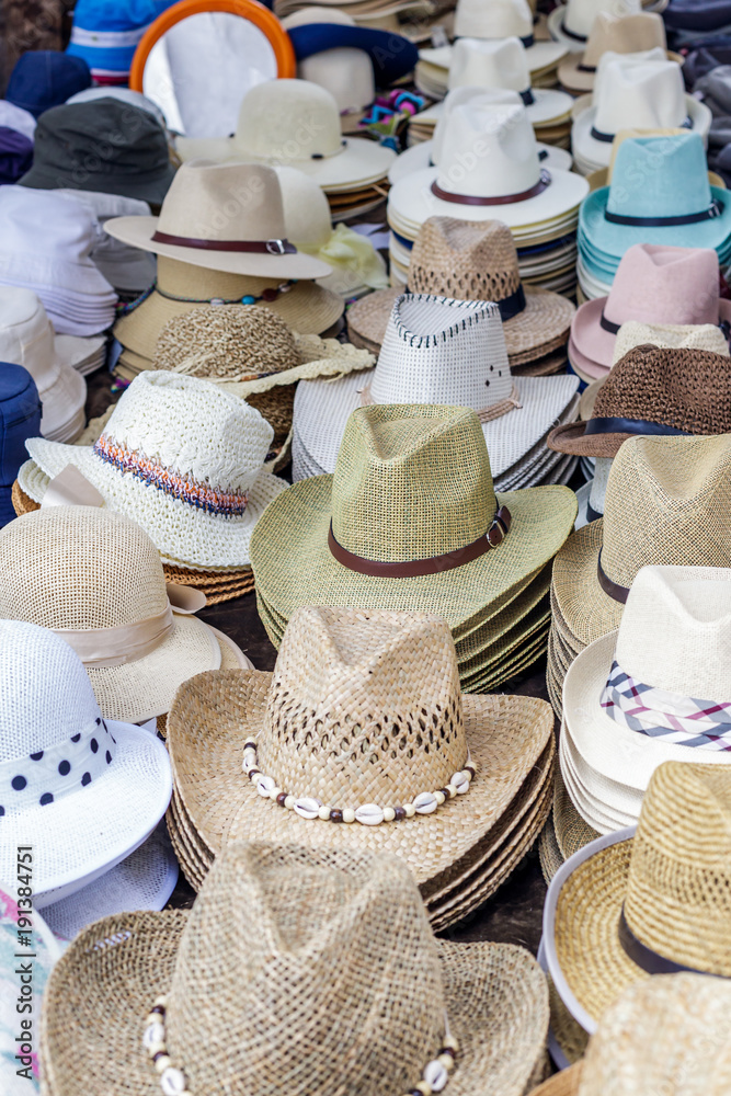 Handmade Hats at an outdoor market in Spain.