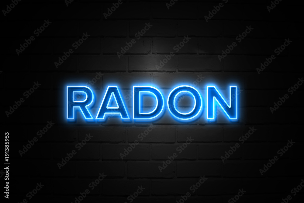 Radon neon Sign on brickwall