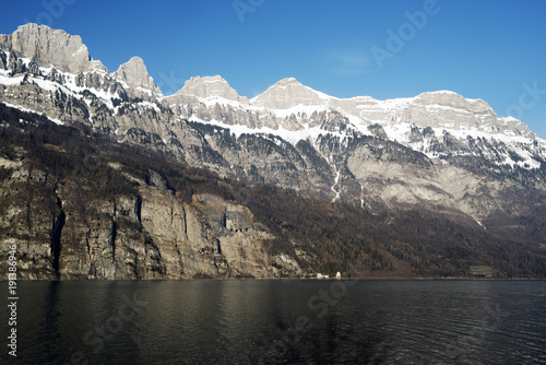 A beautiful scenics of mountains and lakes in the alps switzerland