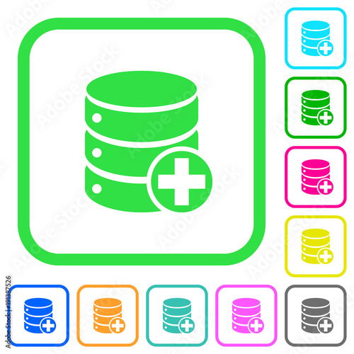 Add to database vivid colored flat icons