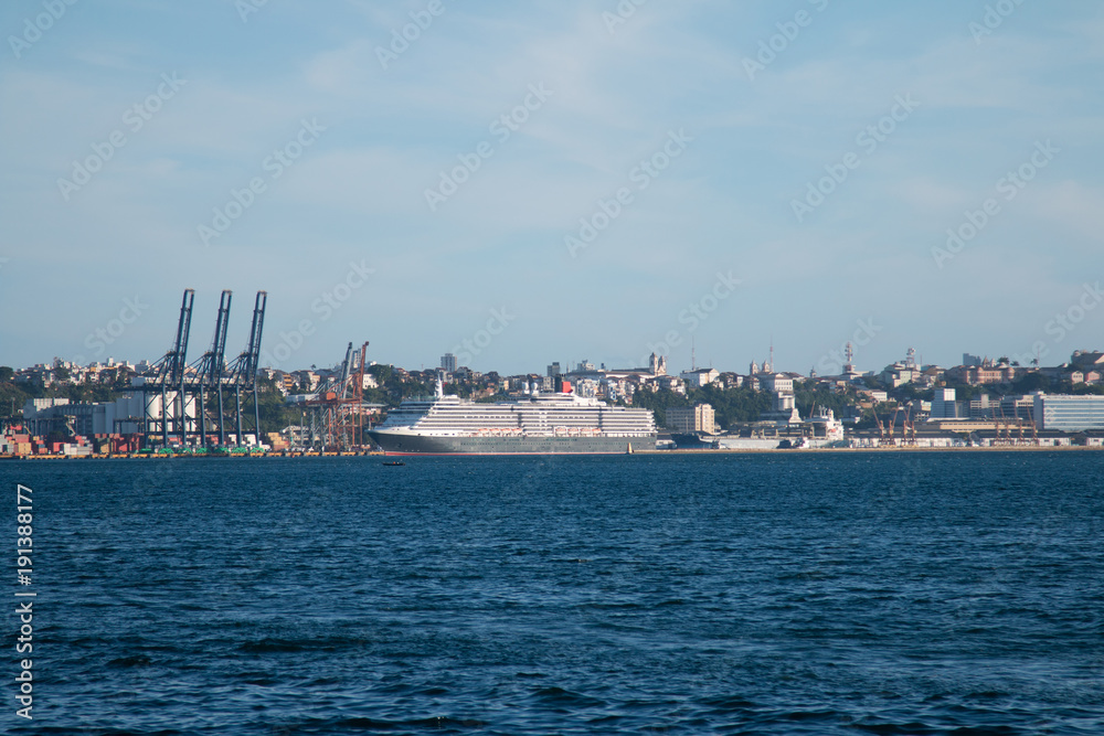 anchored sightseeing ship at the Port