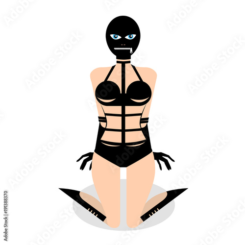 Young woman in modern bandage dress. Design element for poster, banner or concept brochure. Abstract image in a flat design. Vector illustration isolated on white background