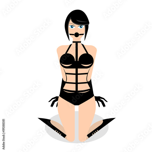 Young woman in modern bandage dress. Design element for poster, banner or concept brochure. Abstract image in a flat design. Vector illustration isolated on white background