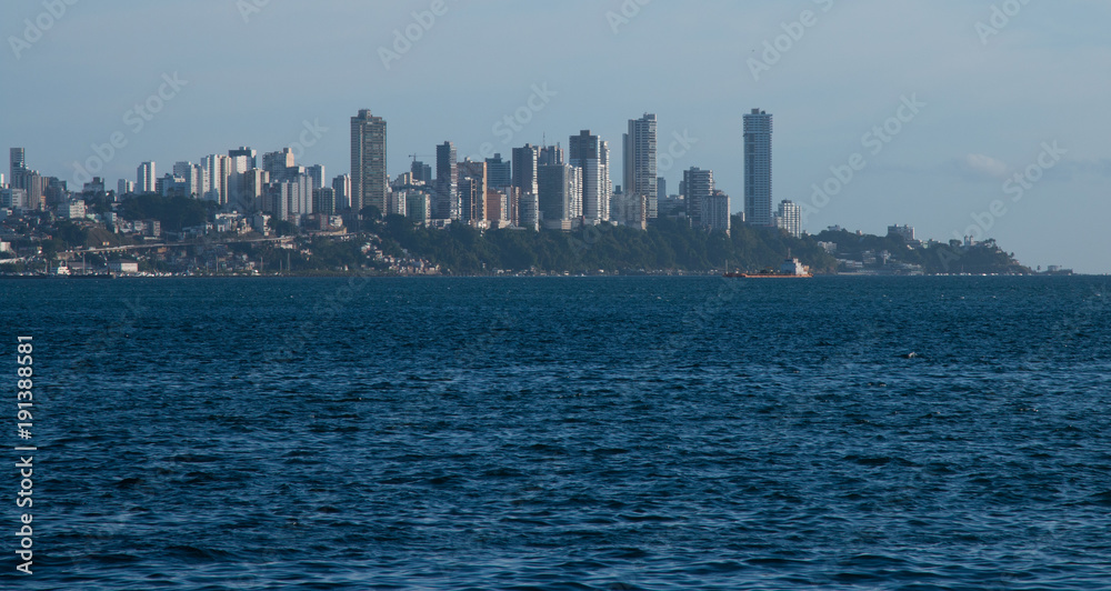 Obraz premium Buildings on the coast of the city of Salvador Bahia Brazil
