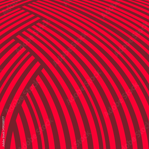 Abstract striped background. Red curve pattern.
