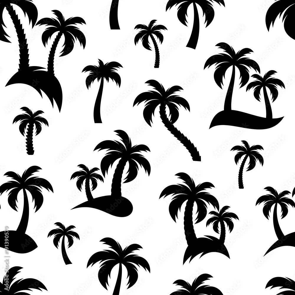 Black palm trees seamless pattern