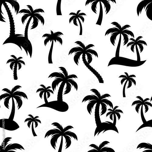 Black palm trees seamless pattern