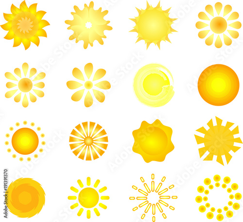 Sun vector illustration set icons