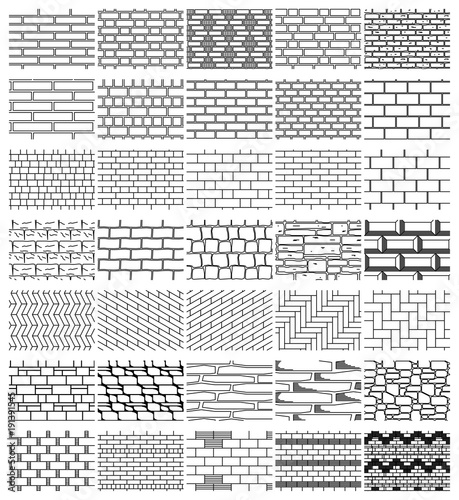Collection drawings textures of brickwork for  design  photo